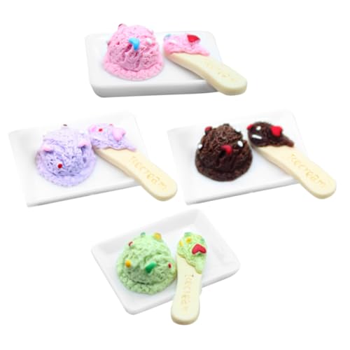 OFFIGAM 4 Stück Puppenhaus- Mini Eiscreme vorgeben Simulationseis puppenhaus deko Kinderzubehör dekoratives kleines tragbares kleines Puppeneis Harz von OFFIGAM
