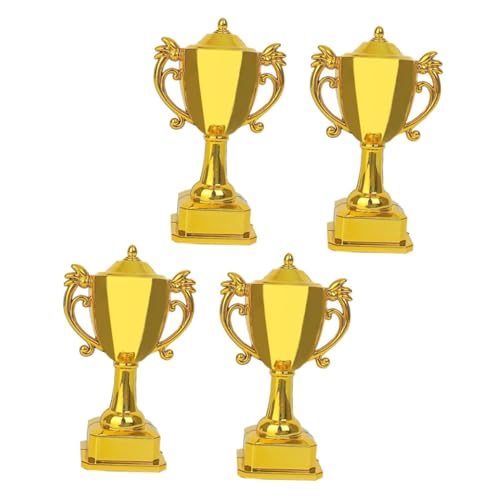 OFFIGAM 4 Stück Puppenhaus Mini Goldene Trophäe Modell 4tlg Turniere Trophäenmodell Party Lustig Miniaturen Dekorativ Für Winzig Klein Wettkampf-trophäe Trophäenpreis Plastik von OFFIGAM