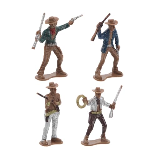 OFFIGAM 4 Stück Teiliges Cowboy Figurenmodell Miniatur Western Deko für Sammler Partybedarf Heimdekoration Detailreiche Statue mit Einzigartigem Design und Vielseitiger Nutzung von OFFIGAM