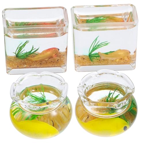OFFIGAM 4 Stück Teiliges Miniatur Fischglas Koi Aquarium Ornament für Puppenhaus Tischdekoration Realistisches Zubehör für Mikro Landschaften Zufällige Fischfarben Zufällige Farbe OFFIGAM 4 Stück Teiliges Miniatur Fischglas Koi Aquarium Ornament für Puppenhaus Tischdekoration Realistisches Zubehör für Mikro Landschaften Zufällige Fischfarben Zufällige Farbe von OFFIGAM
