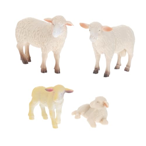 OFFIGAM 4 Stück Teiliges Schaf Tiermodell aus Realistische Simulation Pädagogisches für Fantasie und Lernspiel Geeignet für Bauernhof szenarien von OFFIGAM