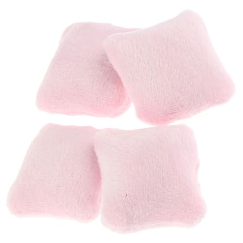 OFFIGAM 4 Stück Zubehör für Puppenhäuser Puppenbett Kissen Puppenhaus Möbel büro Dekoration Office Decoration dekorative Mini-Hausdekoration kompakte Mini-Hausdekoration Flanell Rosa von OFFIGAM