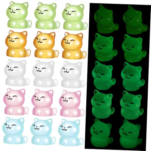 OFFIGAM 40 Stück Mini-Katzen Aus Kunstharz, Kleine Katzenfiguren, Leuchtende Kunstharzfiguren, Bastelraumdekorationen, Mini-kätzchen, Puppenhaus-miniaturen von OFFIGAM