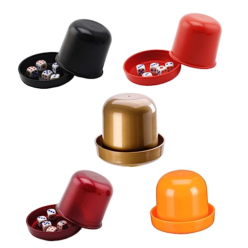OFFIGAM 5 Sätze Teiliges aus Dickem Würfelbecher für Ktv und Bars Würfelbox mit Würfeln Schwarz Rot Orange Gold und Perle Lustiges Spiel für Partys und Freunde von OFFIGAM