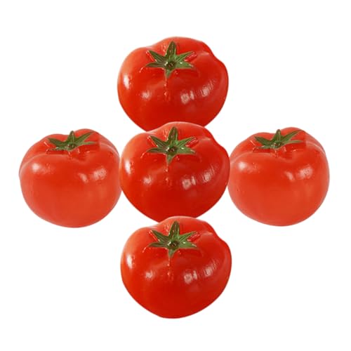 OFFIGAM 5 Stück Künstliche Tomaten Modell Realistische PVC Nachbildung für Deko Fotografie Mini Obst Requisiten für Puppenhaus Tischdekoration von OFFIGAM