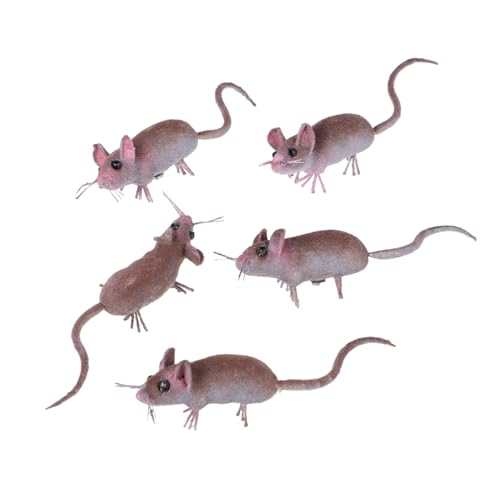 OFFIGAM 5 Stück Ornamente Katze Katze Winzige Mausfiguren Für Katzen Gefälschte Realistische Ornamentform Ornamente Nagetier Gefälschte Haustier Ton von OFFIGAM