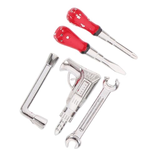 OFFIGAM 5 Stück Puppenhaus-Werkzeuge Mini-hausreparaturwerkzeug Mini-Dekoration Simulations-Reparatur-Tool Mini-wartungstool Modell Eines Miniatur-reparaturwerkzeugs Silver Legierung von OFFIGAM