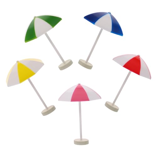 OFFIGAM 5 Stück Teiliges Mini Sonnenschirm für Mikro Landschaften Hawaiianische Party Dekoration Rot Blau Gelb Grün für Strand und Modellgestaltung von OFFIGAM