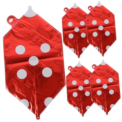 OFFIGAM 5 Stück Teiliges Würfel Folienballons Rot Würfel Motiv Partydekoration für Geburtstag Spiele Themen Hintergrund von OFFIGAM