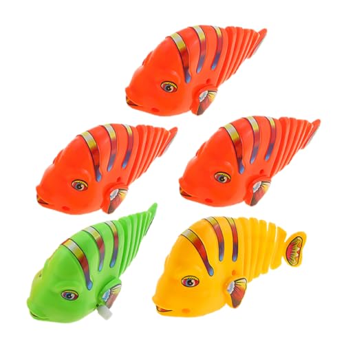 OFFIGAM 5 Stück -schaukelfisch Wind Uhrwerk-fischspielzeug Kinderfisch Badespielzeug Cartoon-fischspielzeug Wasserspielzeug Fischmodell Roboterfisch Plastik von OFFIGAM