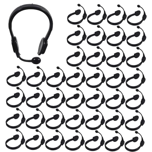 OFFIGAM 50 Stück Kleine gelbe Enten-Kopfhörer verkleidung für Puppe spielzeuge baustützen dekorativer Mini-Kopfhörer DIY Mikrofon-Headset-Requisiten Plastik Black von OFFIGAM