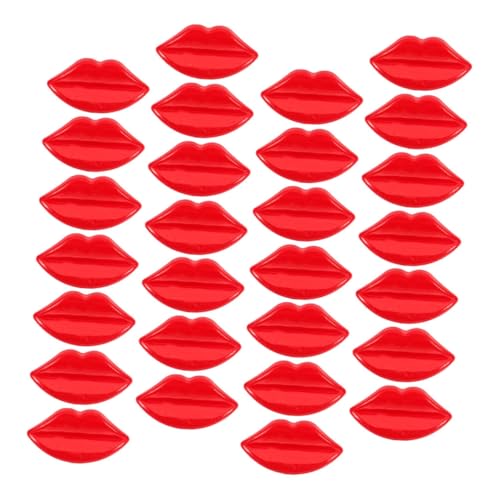 OFFIGAM 50 Stück Puppengesichtszüge Zubehör Anzugknöpfe Lippenform Knöpfe Handgefertigte Bastelknöpfe Kleiderknöpfe Puppenherstellung Lippen Nähzubehör Löcher Knopf Kunststoff Rot von OFFIGAM