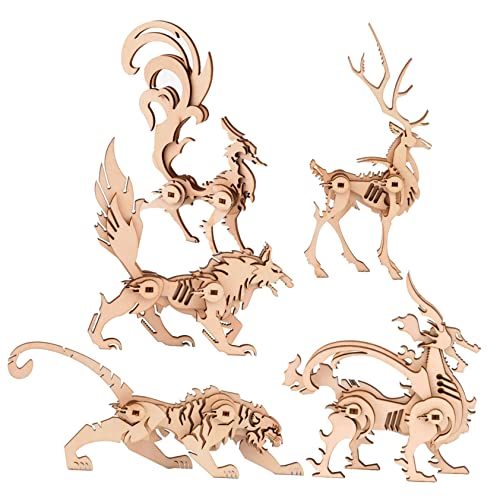 OFFIGAM 5Stücke Teiliges Holztiere Puzzle für Interaktives DIY Rätsel mit Wolf Hirsch und Tiger Fördert Kognitive Fähigkeiten und Eltern Junge Mädchen Interaktion OFFIGAM 5Stücke Teiliges Holztiere Puzzle für Interaktives DIY Rätsel mit Wolf Hirsch und Tiger Fördert Kognitive Fähigkeiten und Eltern Junge Mädchen Interaktion von OFFIGAM