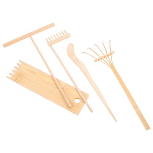 OFFIGAM 5Stücke Zen Gartengeräte Zen Garten Zubehör mit Sandrechen und Schaufel für Kreative Gestaltung und Entspannung im Büro oder Zuhause von OFFIGAM
