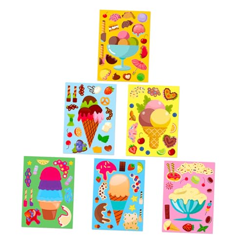 OFFIGAM 6 Blätter Karikatur Dessert Aufkleber Lustige Eiscreme Puzzle Aufkleber für Coated Paper für Kreative Projekte Belohnungen und Partygeschenke von OFFIGAM