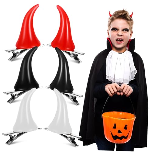OFFIGAM 6 Stück Demon Horn Haarclips Teiliges Halloween Haaraccessoire in und Rot Resin Haarnadeln für Styling und Unverwechselbare bei Partys und Cosplay von OFFIGAM