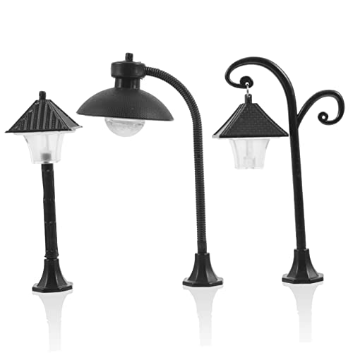 OFFIGAM 6 Stück Mini-Straßenlaternenmodell Gartenbeleuchtung Solar- klein puppenhauszubehör Mikrolandschaft Dekoration Miniaturornament Straßenlaterne für winziges Abs Black von OFFIGAM