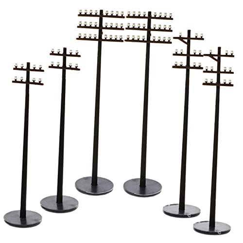 OFFIGAM 6 Stück Mini Telefonmast Landschaftsmast Modell Miniatur Diorama Stangen Sandtisch Szenenzubehör Mini Telegrafenmast Kid Small Model Scene Ltd Modelleisenbahn Zubehör von OFFIGAM