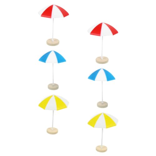 OFFIGAM 6 Stück Miniatur Strand Schirme Dekorative Strand Accessoires für Puppenstuben UV Schutz Leicht Stabil für Garten und Tisch Dekoration von OFFIGAM
