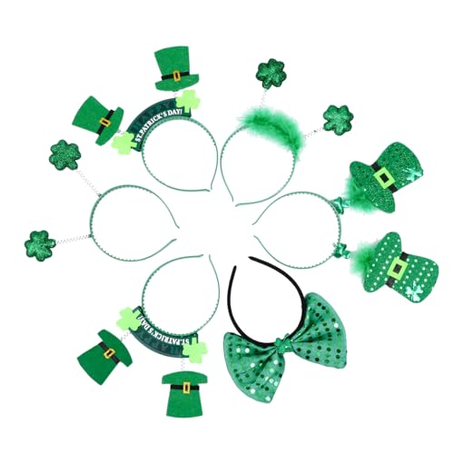 OFFIGAM 6 Stück Patrick's Day Kopfschmuck Kleeblatt Haarreifen Grünes Accessoire für Feiertagskostüme und Partys Handgefertigt und Passend für Jeden von OFFIGAM