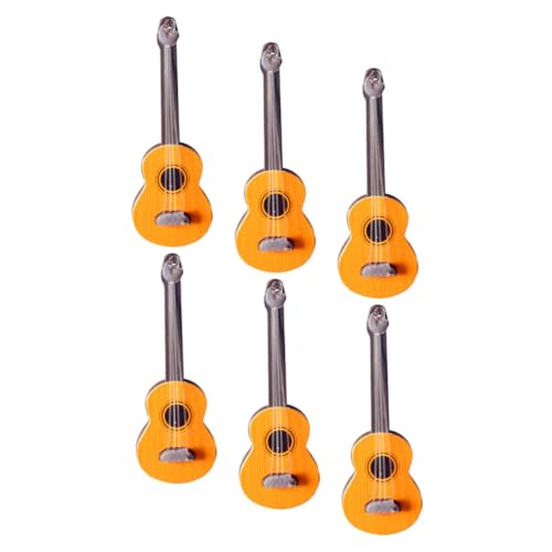 OFFIGAM 6 Stück Puppenhaus Gitarrenmodell Gitarre Mini Gitarrenmodell Gitarreninstrumentenmodell Gitarrendekor Mini Gitarren Schreibtischmodell Mini Gitarrenanhänger Mini Figur von OFFIGAM