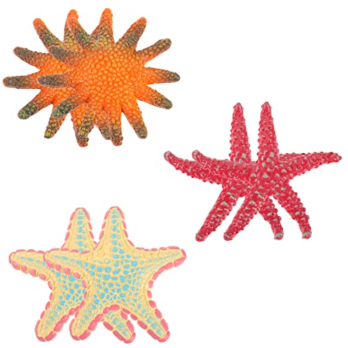 OFFIGAM 6 Stück Seestern Figuren Set Realistische Meereslebewesen Skulpturen für Lernspielzeug Kreativität und Farbverständnis Dekoration für Aquarien und Spielräume von OFFIGAM