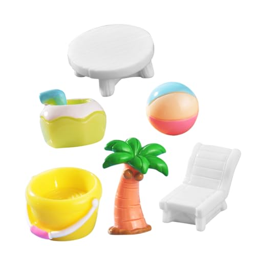 OFFIGAM 6 Stück Sommerstrand Mikro Landschafts Deko Resinfiguren für Stilvolle Strand Themen Dekoration Winzige Details für Zuhause und Partys Vielseitig Einsetzbar Jedem von OFFIGAM