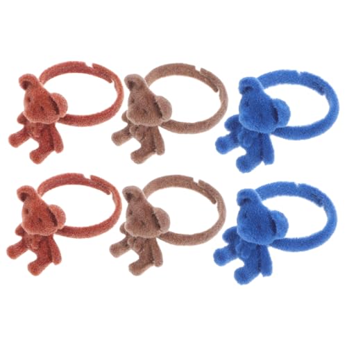 OFFIGAM 6 Stück Süße Verstellbare Bärenringe, Offener Niedlicher Beflockter Bärenschmuck, Plüschbärenringe, Tierringe, Cartoon-bär-zubehör Für Frauen Und Mädchen OFFIGAM 6 Stück Süße Verstellbare Bärenringe, Offener Niedlicher Beflockter Bärenschmuck, Plüschbärenringe, Tierringe, Cartoon-bär-zubehör Für Frauen Und Mädchen von OFFIGAM