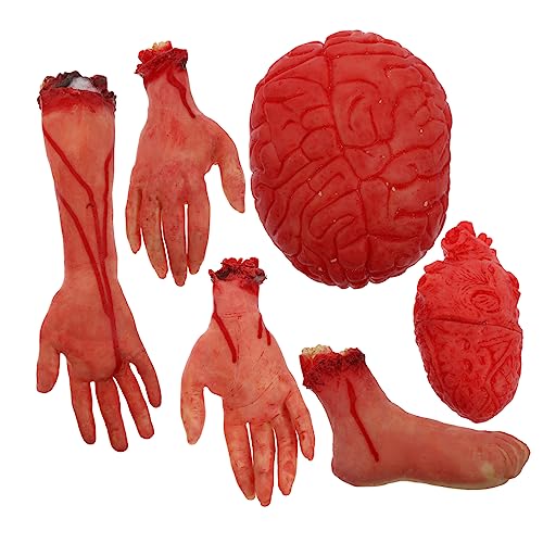 OFFIGAM 6 Stück Teiliges Halloween Requisiten Gruselige Realistische Körperteile für Spukhäuser und Halloween Partys Abgetrennte Hand und Fuß Deko Wiederverwendbar und Platzsparend von OFFIGAM