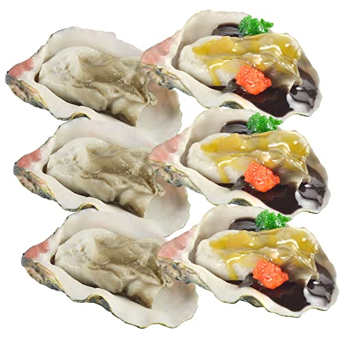 OFFIGAM 6 Stück Teiliges Künstlicher Austern Modelle für Küche und Heim Realistische Imitation von Meeresfrüchten Dekoration für Essens Deko für Strand Themen von OFFIGAM