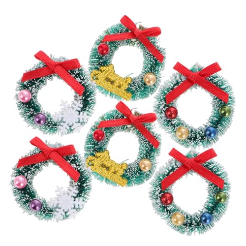 OFFIGAM 6 Stücke Sisal Seide Mini Weihnachten Kranz Puppen Puppenhaus Zubehör Ornamente Dekore von OFFIGAM