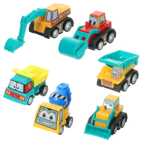 OFFIGAM 6 Teiliges Cartoon Mini Trägheits Rückziehauto Set Spielzeugauto Geschenktüte Kreatives Kinderspielzeug Baufahrzeug 6 Stück Kleinkindspielzeug Für Jungen Kleinkind von OFFIGAM