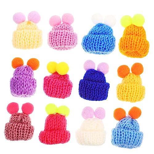 OFFIGAM 60 Stück Mini DIY Strickmützen Bunte Dekorative Häubchen für Bastelarbeiten und Weihnachtsdekoration Sicher und Hautfreundlich für Puppen Handyhüllen und Mehr Zufällige Farbe von OFFIGAM
