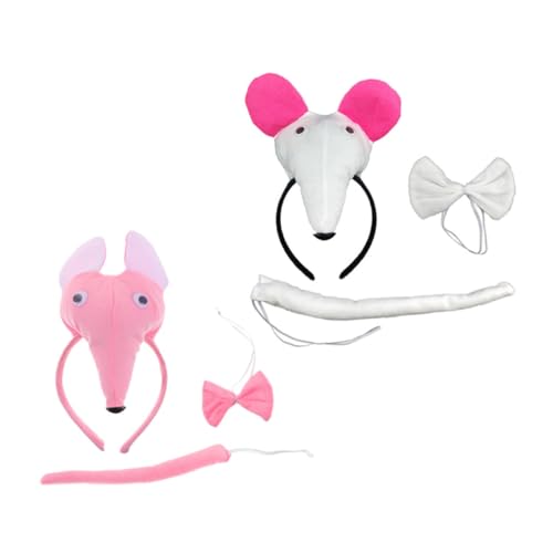 OFFIGAM 6pcs Mauskostüm Zubehör Ohren Stirnband Schwanznase Und Fliege Set Für Geburtstagsfeierzubehör von OFFIGAM