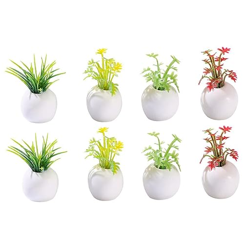 OFFIGAM 8 Stück Pflanzenimitat Sphagnum Sukkulenten Blumenerde Miniatur Topf Sukkulenten Gefälschtes Gras Künstliche Grünpflanzen Töpfe Blumentopf Harz von OFFIGAM