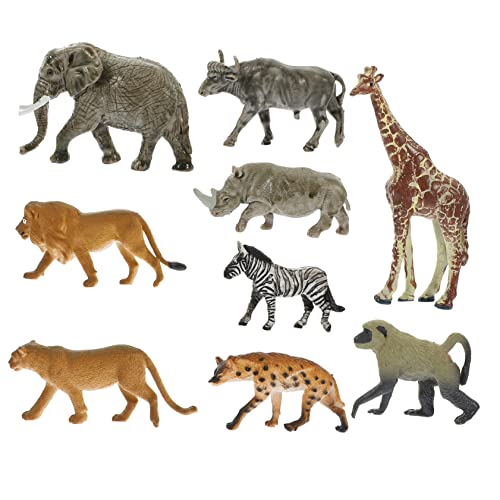 OFFIGAM 9 Stücke Tiermodell Satz Realistische Wildtiere Spielzeug Figuren für Kinder Zebra Elefant Hyäne Lernspielzeug für Kreative Spiele und Dekoration von OFFIGAM