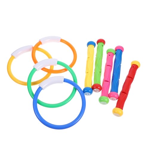 OFFIGAM 9Stücke Teiliges Unterwasser Tauchspielzeug für Tauchringe und Tauchstäbe Farbenfrohes Poolspielzeug für Kleinkinder Sommer von OFFIGAM