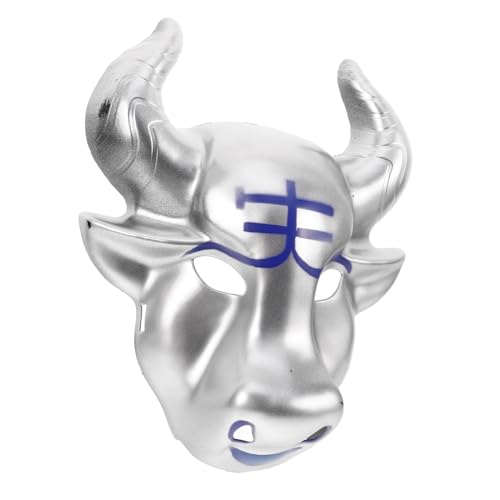 OFFIGAM Bullenmaske halloween maske Kuhmaske Party Maske Tierkopfmaske Kreative Kuhmaske Maskerade Rinderkostüm Requisite 3D-Tiermaske Maskerade Kostüm Maske Plastik Silver von OFFIGAM