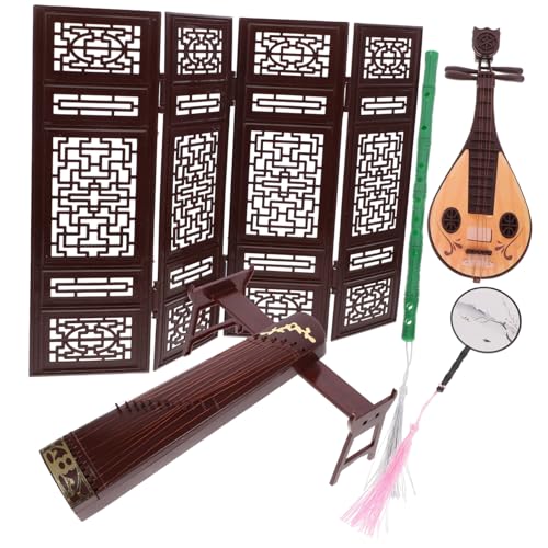 OFFIGAM Dekorativer Screen mit Klassischem Musikinstrument für Puppenhaus mit Pipa Guzheng und Faltfächer Deko für Kinderzimmer und Miniaturlandschaften OFFIGAM Dekorativer Screen mit Klassischem Musikinstrument für Puppenhaus mit Pipa Guzheng und Faltfächer Deko für Kinderzimmer und Miniaturlandschaften von OFFIGAM