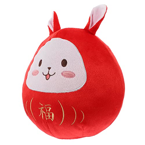 OFFIGAM Dharma-Kaninchen-Puppe Kaninchen Stofftiere Tier Stofftier Neujahr Ausgestopftes Hasen-Maskottchen- Plüschkaninchenpuppenspielzeug Neujahrsvorräte Pp Baumwolle Rot von OFFIGAM