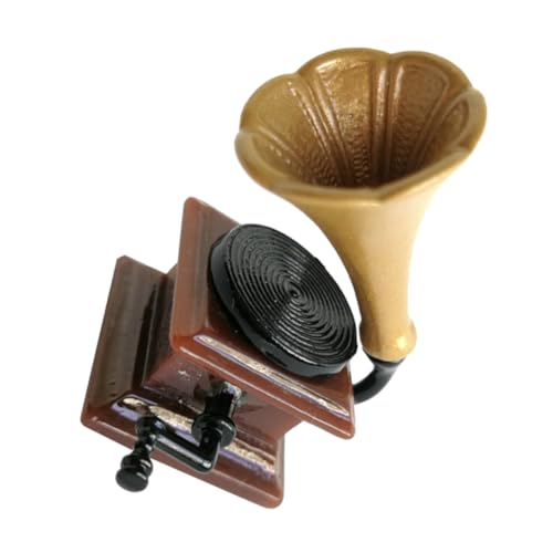 OFFIGAM Dummy-Plattenspieler für kinderspielzeug kinderknallzeug Mini Phonograph Toy Practical Toy Mini-Phonographenmodell Miniatur-Phonographenmodell Harz Light Brown von OFFIGAM