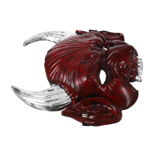 OFFIGAM Halbgesichtsmaske: Gruseliger Roter Dämon Mit Hörnern, Halloween-maskenball-kostümzubehör Für Rollenspiele, Spukpartys, Kostüme OFFIGAM Halbgesichtsmaske: Gruseliger Roter Dämon Mit Hörnern, Halloween-maskenball-kostümzubehör Für Rollenspiele, Spukpartys, Kostüme von OFFIGAM