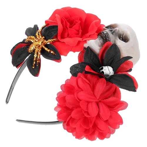 OFFIGAM Halloween Stirnband mit Rosen und Schädel Leichter und Bequemer Kopfschmuck für Karneval Cosplay und Party Langlebiges Festival Headband Dekoratives Accessoire für Damen von OFFIGAM