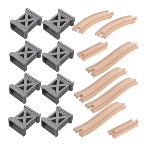 OFFIGAM Holz Eisenbahn Schienenerweiterung mit Aufsteigenden Gebogenen Gleisen und Brückenpfeilern Kreatives Holzspielzeug für Fördert Teamspiel und Fantasievolles Eisenbahnbauen von OFFIGAM