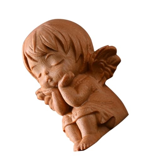 OFFIGAM Holzschnitzerei Modell Aus Holz Zum Basteln Von Kleinen Engeln Mini Tischdekoration Gartenengel Statue Engelfiguren Gartenengel Statue Für Draußen Handgefertigtes Modell Aus von OFFIGAM