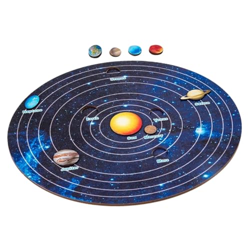 OFFIGAM Holzspielzeug Sonnensystem Puzzle für Vorschulkinder Planeten Lernspiel Pädagogisches Motorikspiel Farben und Formerkennung Kreatives Denkspiel für Jungen und Mädchen von OFFIGAM