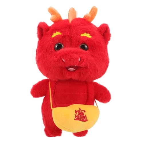 OFFIGAM Jahr des Drachen-Plüschspielzeugs Stoffpuppe für Neujahr ausgestopfter Drache Drachen-Sternzeichen- ausgestopftes Drachenspielzeug kleine Drachenpuppe Stofftierpuppe Tuch von OFFIGAM