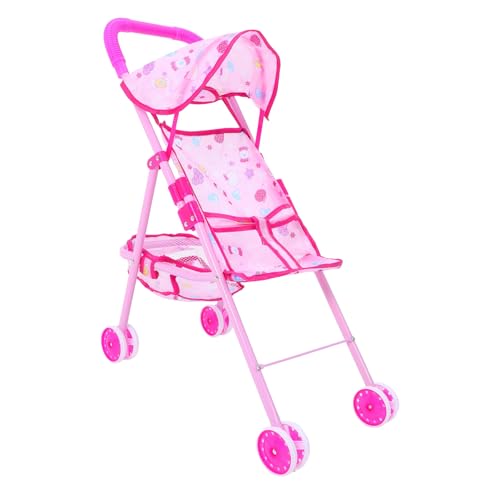 OFFIGAM Kinderwagen puppenbuggy Puppen Wagen Pocket Buggy Faltbarer Wagen playcars Roboter Miniatur Dolly Korb Kindertrolley Puppensachen Puppenhausdekorationen Plastik Rosa von OFFIGAM