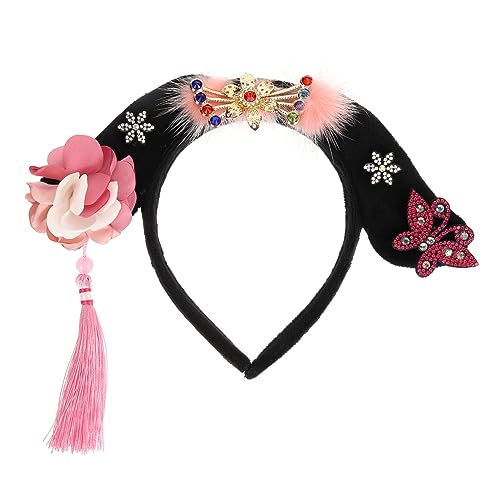 OFFIGAM Kopfschmuck Im Hofstil Stirnbänder Mode Stirnband Geflochten Chinesischer Haarschmuck Für Frauen Chinesisches Kostüm Haarband Chinesisches Haarband Rosa Stoff von OFFIGAM