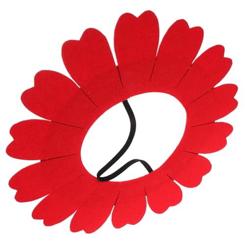 OFFIGAM Maskendekoration Blumen Haarschmuck Kostüm Künstliche Sonnenblumen Sonnenblumenhut Kapuze Kopfbedeckung Teenager Kostüm Kunstkostüme Partykostüm Hut Roter Filzstoff von OFFIGAM